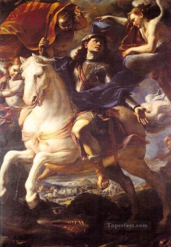 マティア・プレティ Painting - 馬に乗った聖ジョージ バロック様式 マティア・プレティ
